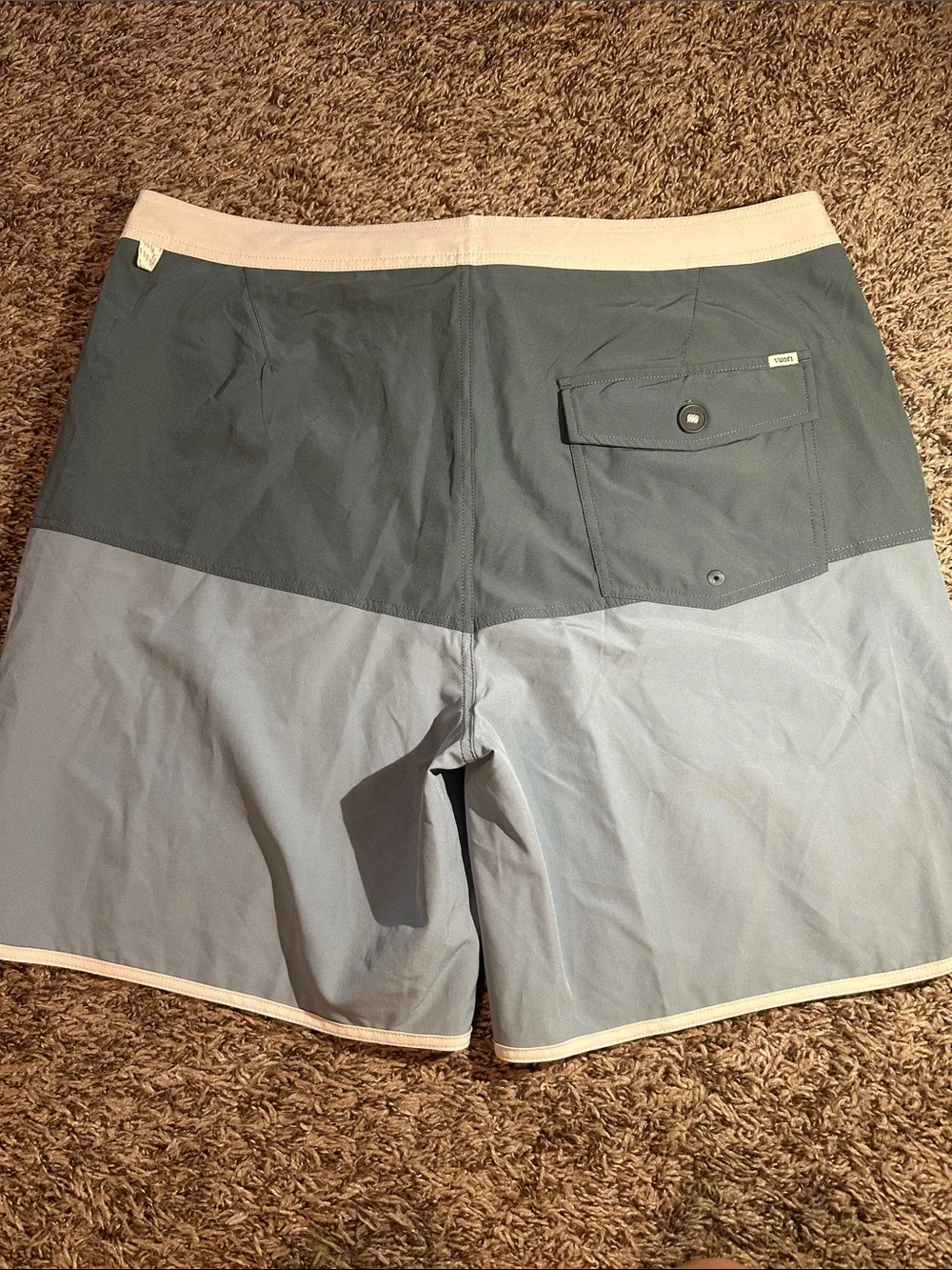 Vuori Two-Tone Teal & Light Blue Swim Trunks 1